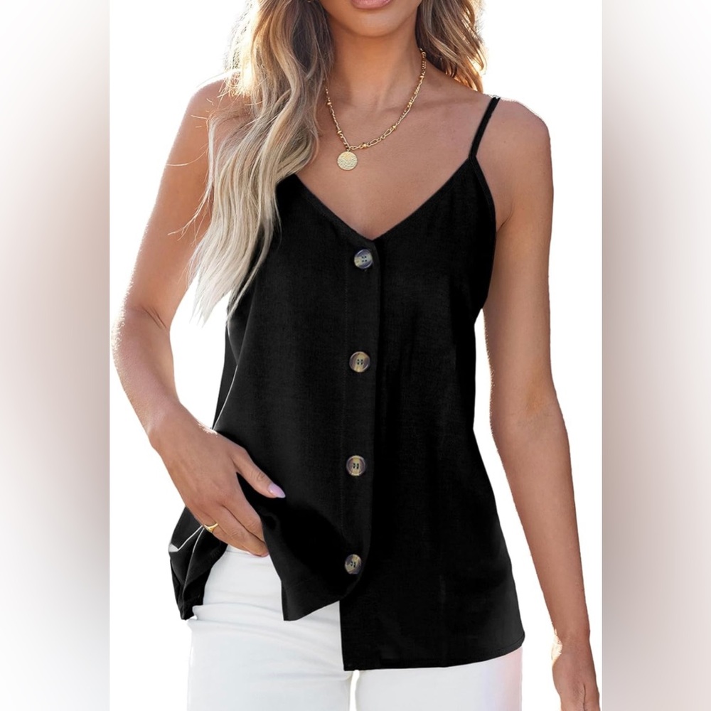 Black Button Down Tank Top Small Like New